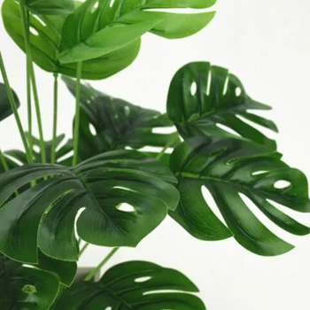 50 cm 18 Vilice Velikega Umetnega Obrat Plastike Želva Drevo, Listi Ponaredek Monstera Veje Tropsko Zelena Rastlina za Bonsaj Notranji Dekor
