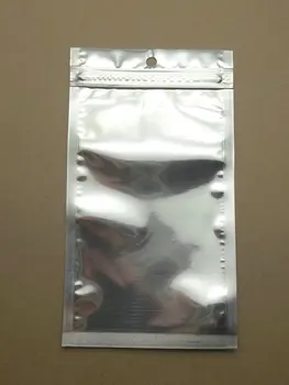 100 kozarcev veliko Aluminijasto Folijo / Clear Reclosable Ventil Plastično Zadrgo na Drobno Pakiranje Pakiranje Vrečko Zip Lock Ziplock Vrečko S Visi Luknja