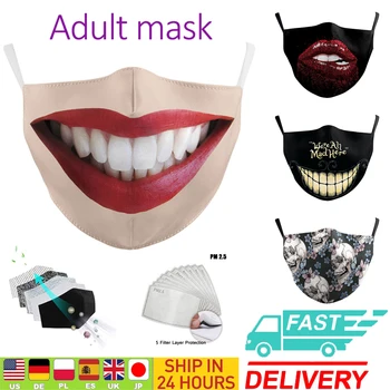 Maska za Odrasle Filtri PM2.5 Ustnice Natisne Večkratno uporabo Maske za Obraz Proti Bombaž Prah-dokazilo Usta Stroj Tkanine Kritje Dokaz Masko