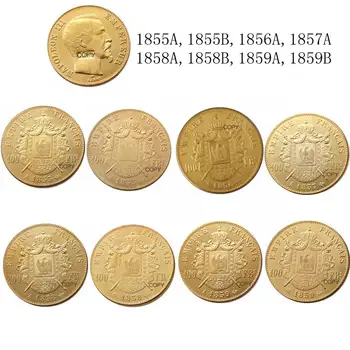 Francija 1855 - 1859 - A - B 100 Frankov Pozlačeni Kopijo Okrasite Kovanec
