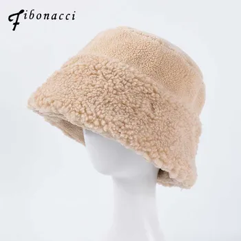 Fibonacci ženske zimske robljenjem vedro klobuk debel toplo elegantna barva krzno klobuki ženske modne kape
