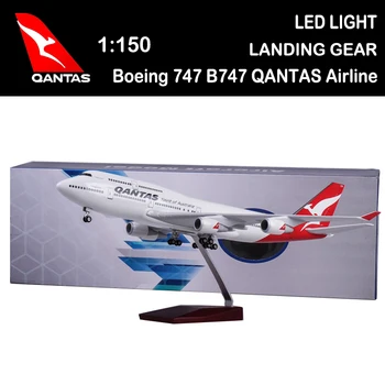 1/150 Obsega 47 CM Letalo Boeing 747 B747 Letalske družbe QANTAS Model LED podvozje za Fante Letalo Model Igrača Letalo Zaslonu Kažejo,