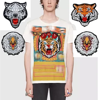 1Pcs Kul Tiger Cvetje Orel Volk Tiger Glavo Šivanje za Vezenje Aplicirano Obliži za Oblačila T-shirt DIY Oblačila Dodatki