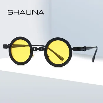 SHAUNA Retro Metal Punk sončna Očala Ženske Modne Ure Okrogla sončna Očala Moških UV400