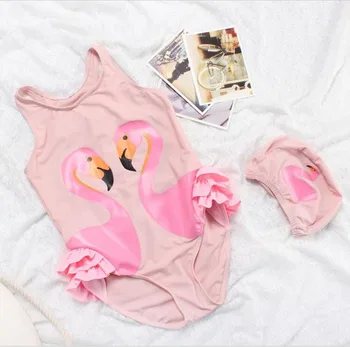 Srčkan Baby Kopalke Flamingo Papiga Swan Poletje Dekle kopalke enodelne Kopalke maillot bain de bebe fille maio plus velikost