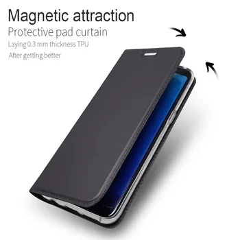 Luksuzni Usnje Magnetizem Kritje velja za LG Q8 V6 Za LG V30 V20 Primeru Flip Denarnice Coque Fundas Etui Črne