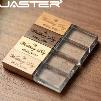 JASTER(nad 1PCS brezplačno LOGOTIP) Les s kristalno USB flash drive ustvarjalne pendrive 8GB 16GB 32GB 64GB pomnilnika memory stick