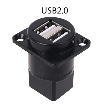 USB-vtičnico D tip Kovinski dvojni USB 2.0 vtičnico ženski ženski USB2.0 priključkov montaža