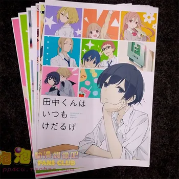 8 kos/set Anime Tanaka-kun wa Itsumo Kedaruge plakat tanaka stenske slike za dnevno sobo A3 Filmskih plakatov za darila