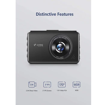 ViviLink TB20XQ Dash Cam 2.5 K Camera Vožnja Avtomobila Diktafona 3