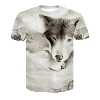 Čisto nov poletje živali tiskanja kul fant T-shirt individualnost ogenj Wolf 3D vzorec trend kratka sleeved okrogle ovratnik T-shirt