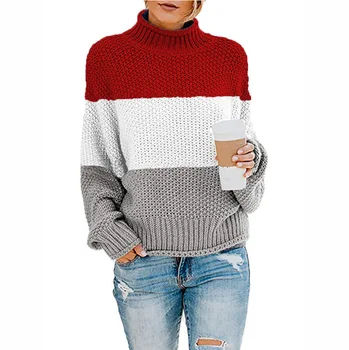 Ženski puloverji 2020 Turtleneck Puloverji Vrhovi Ženski Ulične Ženska Oblačila, Pletenine Bluzo Lady pulover S Dropshipping