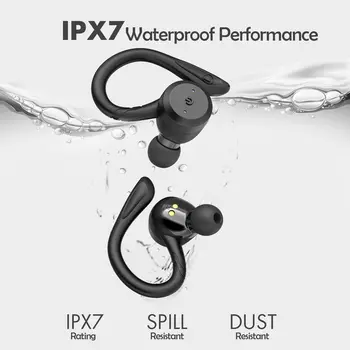 Brezžični Čepkov Slušalke Bluetooth Slušalkami v Ušesu IPX7 Nepremočljiva Igrajo Časa s Polnjenjem Primeru za Vožnjo