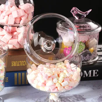 Ustvarjalne glass candy kozarec za shranjevanje steklenice s pokrovom, kuhinjo, dnevno sobo shranjevanje v kozarcu sladica tank poroko shranjevanje torto tank