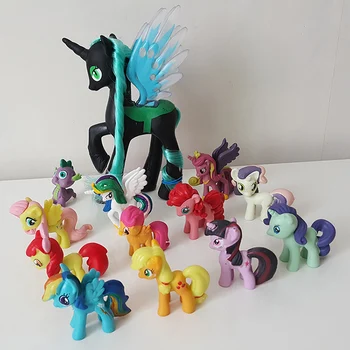 13Pcs/Set Unicorn Princess Luna Kraljica Chrysalis Nočna Noč Velika, Mala Konj, Risanka Konj Dejanje Igrača Številke