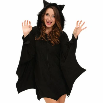 Ženske, Dekleta Halloween Bat Kostum Puhasto Živali Cosplay Anime Pulover S Kapuco Z Ušesi Krila Mati Hči Vampir Kostum Fancy Oblačenja