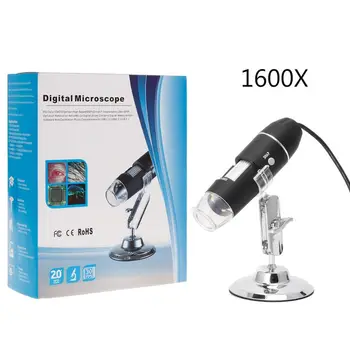 1600X USB Digitalni Mikroskop Fotoaparat Endoskop 8LED Lupo z Držite Stojalo