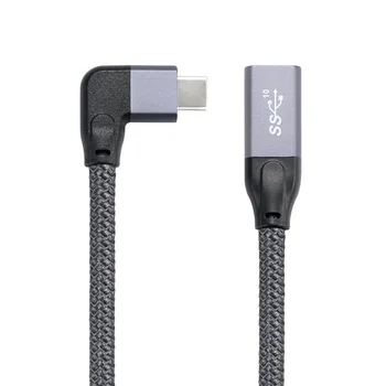 USB-C USB 3.1 Tip C Moški Levo, Desno, Poševno, da USB-C USB 3.1 Tip C Ženski Razširitev Podatkovnega Kabla z Sleeve za Prenosni računalnik