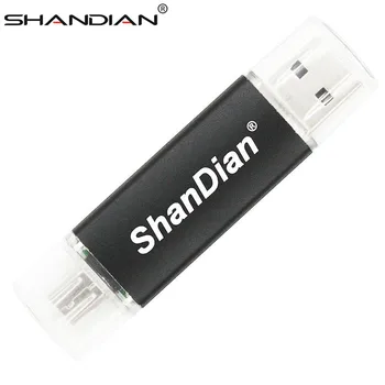 SHANDIAN Dvojna Uporaba Android OTG USB Flash Drive Pen Drive 4gb 8gb 16gb 32gb USB 2.0 Pendrive Flash Disk Micro USB ključ