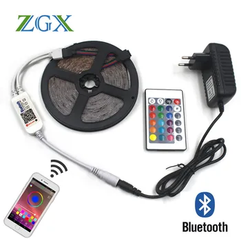 Bluetooth Controller 2835 3528 RGB LED Trak svetlobe Dekor tira Trak svetilke neonske luči ip nepremočljiva diod trak 12V adapter set