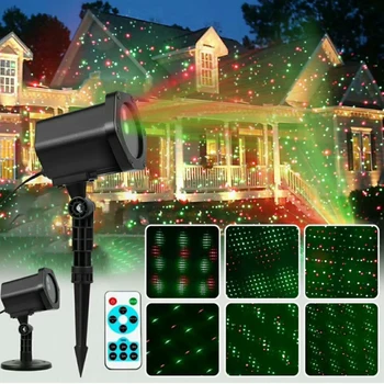 Božič na Prostem Lasersko Svetlobo Projektor z Brezžičnim Daljinskim upravljalnikom, Rdeče, Zelene Zvezdice Kažejo, Laser luči za Božič Stranke Ornament