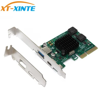 XT-XINTE PCI-E, da USB3.1 Tip-c Dual-port Širitev Kartica Pcie 4x USB 3.1 Vrsta-Adapter za Namizni RAČUNALNIK z Matično ploščo