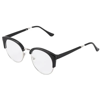 Retro Slog Žensk, Moških Krog Nerd Očala Clear Leče Za Očala Kovinski Okvir Očal Barve:Svetlo Black+Srebro Okvir