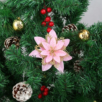 2021 Novo Leto Darilo Bleščice Umetno Božično Cvetje, Drevo Okraski Vesel Božič Dekor za Dom Xmas Tree Okraski 10pcs