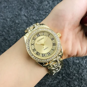 Reloj mujer CONTENA Moda Rimskimi številkami Gledam Ženske Diamant Ure Ženske Ure Rose Zlata Dame Watch Ura saat montre