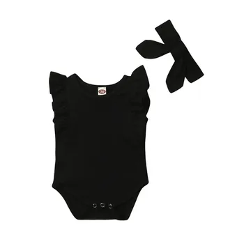 Baby Dekleta En Kos Oblačila Novorojenčka Poletje brez Rokavov Bodysuits Z Glavo Ruffles Dekle Bodysuits telo bebe roupas de bebe