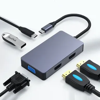 Dvojno HDMI 4K Multi USB 3.0, HDMI Adapter za Razdelilnik 3 Vrata USB C ZVEZDIŠČE USB-Tip C C 3.1 za MacBook Pro Pribor USB C HUB