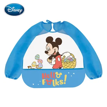 Disney Baby Slinčki Srčkan Nepremočljiva Dolg Rokav Mickey Minnie Risanka Slinčki Krpo Hranjenje Bib z Žep Otrok Predpasnik Delavska