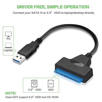 USB 3.0 SATA 3 Kabel Sata na USB 3.0 Adapter do 6 Gbps Podporo 2,5 Cm Zunanji HDD SSD Trdi Disk 22 Pin Sata III Kabel