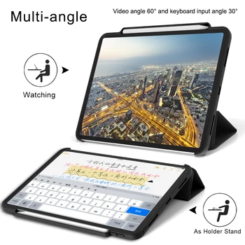 Smart Tekstura Usnja Primerih Za iPad Pro 11 Trifold Stojalo PC Nazaj Tablet Kritje Za Novi iPad 11