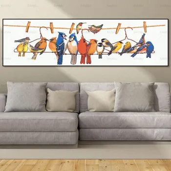 BANMU Nordijska Poster Tiskanje Malo Ptice Družino na Platno, Slike Doma Dekor Wall Art Živali Slike Spalnica Dekoracijo