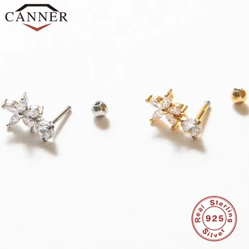 CANNER 1 par Realno 925 Sterling Srebro Kristalno Cirkon Male Stud Uhani za Ženske Zlata Barva Piercing Nakit Earings