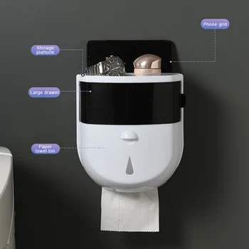 GESEW Prenosni Toaletni Papir Držalo za Večfunkcijsko Tkiva Polje za Stensko montažo Toaletni Papir Razpršilnik Za Kopalnica Kopalniške Opreme