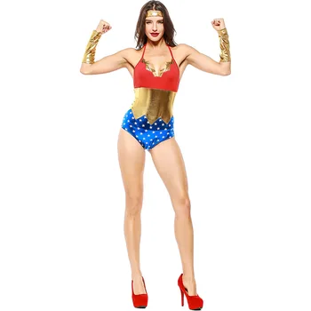 Seksi SuperWomen Kostum ženske, Super Heroj, Cosplay Kostum Includeing Pokrivala Ženski Film Superwomen Fancy Obleke Jumpsuits