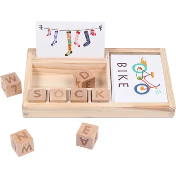 Lesene Kognitivne Puzzle Kartice Kartonske Novega Otroka Izobraževalne Igrače, Učenje Angleščine Lesena Otroška Montessori Materiali Matematiko Igrače