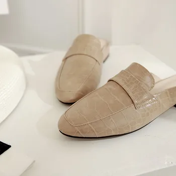 Taoffen kvadratni toe sandali nizko debele pete poletje ženske čevlje kratek kamen vzorec priložnostne čevlji Mul moda copate velikost 33-45