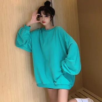 Hoodies Ženske Estetski Prevelik Pulover S Kapuco Jeseni Leta 2020 Ženska Moda Siva Majica Svoboden Korejski Vijolično Vrhovi Majica
