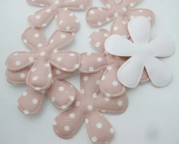 PANVEO 100 kozarcev natisnjene pike saten tkanine 4 cm oblazinjeni cvet appliques hairclip DIY obrti dekoracijo