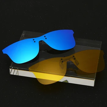 Kvadratni Posnetek na Flip up Polarizirana Objektiv Za Recept Očala Ženske Moški Vožnje Nočno Vizijo Očala z UV Zaščito sončna Očala