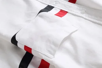 Novo 2019 Moških Oxford vezenje Prugasta Rdeča Modni Bombaž Priložnostne Majice Majica visoke kakovosti Žep dolgo rokavi Top M 2XL #GG4