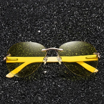 HDCRAFTER Bambusa, Lesa Rimless Ovalne sončna Očala Ženske/Moške blagovne Znamke Design Nočno Vizijo Očala na Recept Očal Okvir UV400