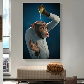 Plakatov in Fotografij Smešno Opica Limone Platno Slikarstvo Gorilla Živali Stenskih slikah, za dnevno Sobo Home Design
