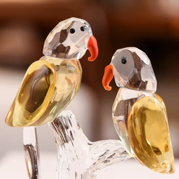 Kristalno Nekaj Ptic Miniaturne Figurice Stekla Žival Ornament Vodomec Papiga Doma Dekoracijo Xms Darila