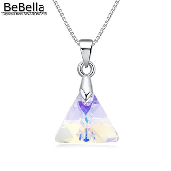 BeBella trikotnik kristalni obesek ogrlico z Avstrijskimi Kristali Swarovski za ženske, dekleta Božično darilo