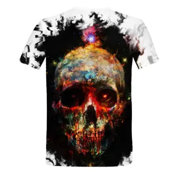 Halloween Buče 3D Print majica s kratkimi rokavi Moški pisane lobanje smešno Priložnostne Harajuku Kratek Rokav T-shirt nov poletni modni o vratu vrhovi