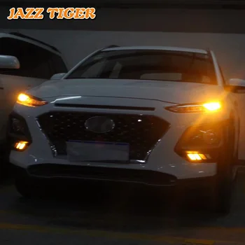 JAZZ TIGER Teče Rumena Vključite Signal Funkcija 12V Avto DRL Lučka Svetla LED Dnevnih Luči Za Hyundai Kona 2018 - 2020